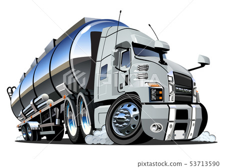 Cartoon semi tanker truck isolated on white 53713590