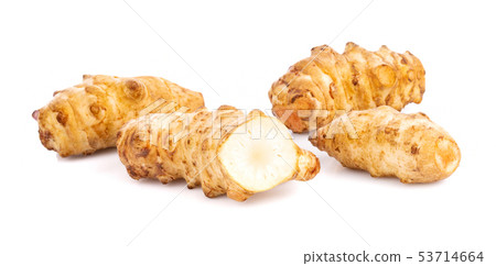 Jerusalem artichoke in bowl on white background 53714664