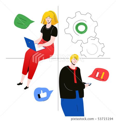 Efficient teamwork - flat design style colorful illustration 53715194
