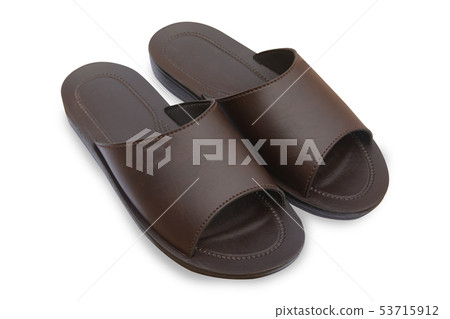 Brown sandals isolated on white background with Brown sandals isolated on white background with 53715912
