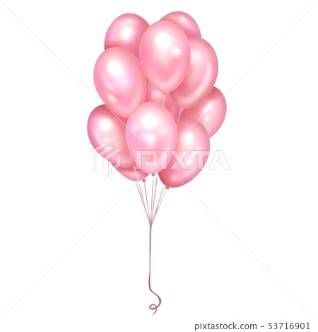 Pink air balloons isolated on white background - Stock Illustration ...
