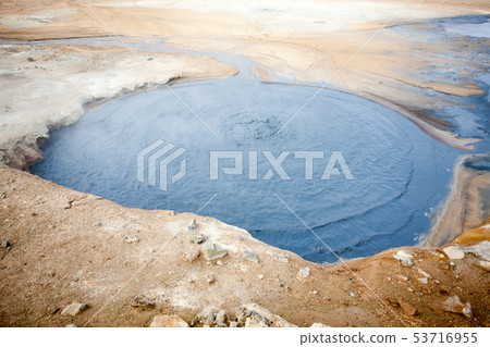 Hverir mud pools day view, Iceland landmark Hverir mud pools day view, Iceland landmark 53716955