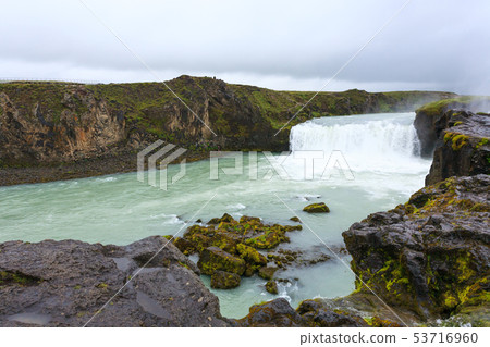 Godafoss falls in summer season view, Iceland 53716960