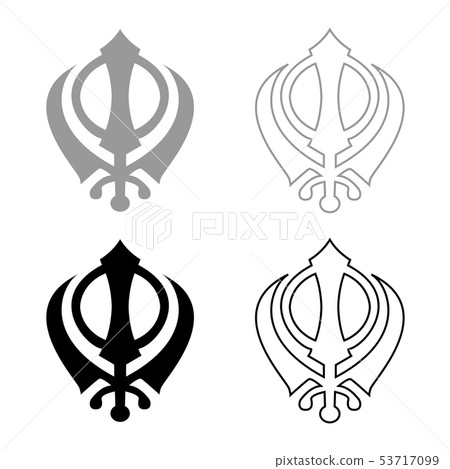 Khanda symbol sikhi sign icon set grey black color Khanda symbol sikhi sign icon set grey black color 53717099