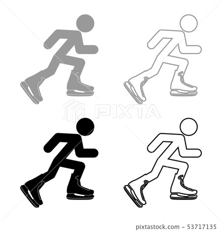 Athlete skater in skating icon set grey black Athlete skater in skating icon set grey black 53717135
