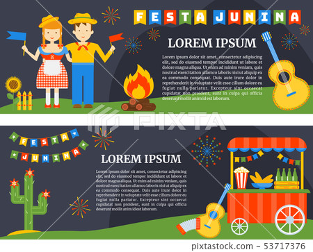 Festa Junina- Nationwide Brazilian holiday. Flat cartoon style. 53717376