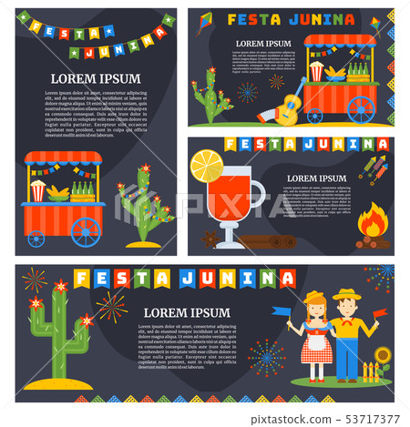 Festa Junina- Nationwide Brazilian holiday. Flat cartoon style. 53717377