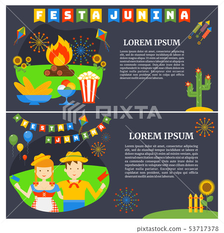 Festa Junina- Nationwide Brazilian holiday. Flat cartoon style. 53717378