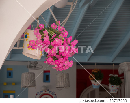 Traditional greek style flower decoration on the street 53717933