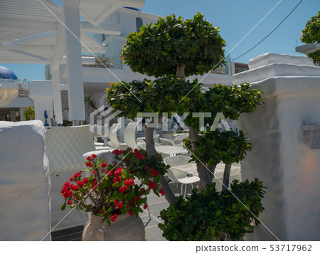 Traditional greek style flower decoration on the street 53717962