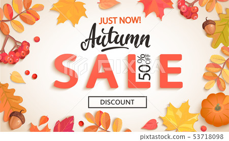 Autumn sale, just now banner with discount. 53718098