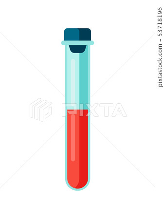 Test tube with blood icon in flat style. 53718196