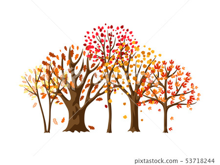 Autumn background with stylized trees. 53718244