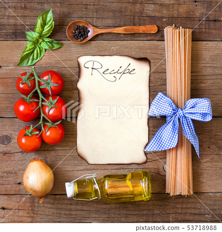 Ingridients for pasta with tomato sauce 53718988