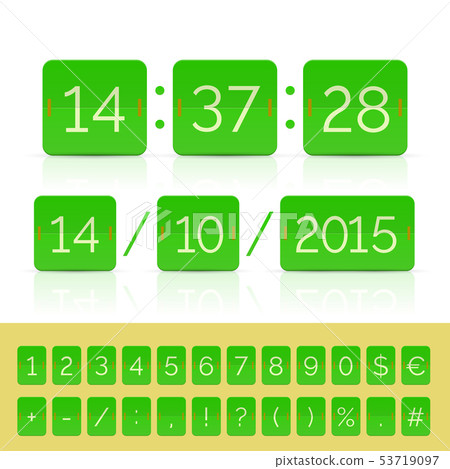 Green flat countdown timer with flip calendar isolated 53719097