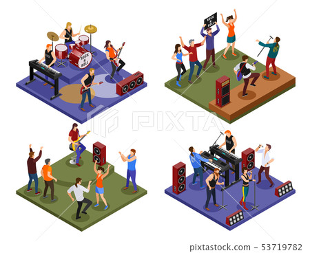 Rock musicians on isolated background 53719782