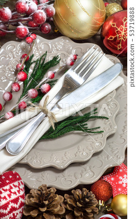 Christmas table setting Christmas table setting 53719888