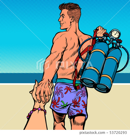 follow me scuba diving instructor, tourism and recreation at sea concept follow me scuba diving instructor, tourism and recreation at sea concept 53720293