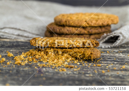 piled oatmeal cookies piled oatmeal cookies 53721158