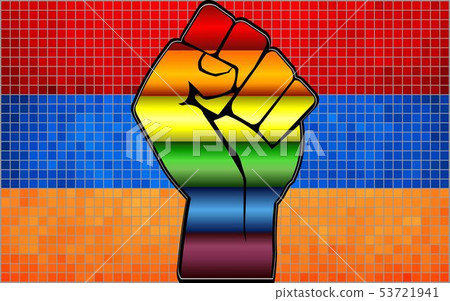 Shiny LGBT Protest Fist on a Armenia Flag 53721941