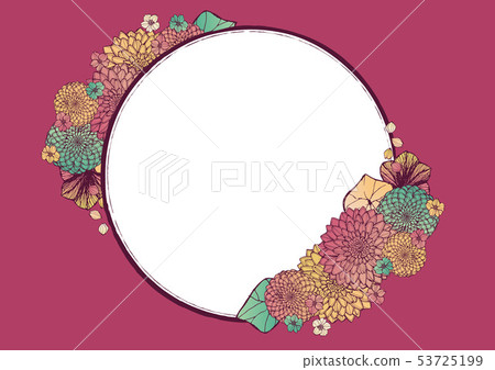 Japanese Pattern Background Material Retro Japanese Style Kimono Vector Handwritten Floral Pattern Wedding or New Year Frame Material 53725199