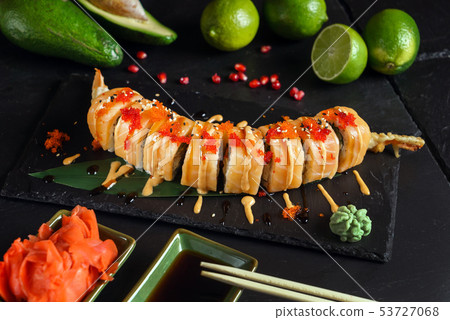 sushi set on the black background sushi set on the black background 53727068