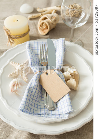 Summer marine style table setting Summer marine style table setting 53728097