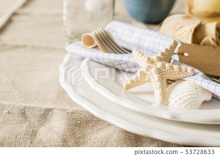 Summer marine style table setting Summer marine style table setting 53728633