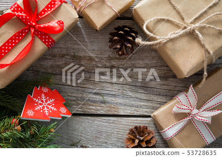 Christmas presents in decorative boxes Christmas presents in decorative boxes 53728635