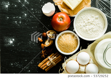 Baking ingredients background Baking ingredients background 53729252