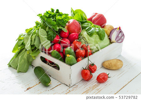 Selection of fresh vegetables from farmers market 53729782