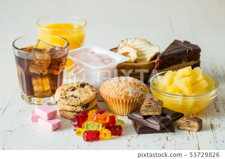 Selection of food high in sugar Selection of food high in sugar 53729826