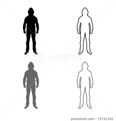 Man in the hood concept danger silhouette front 53732162