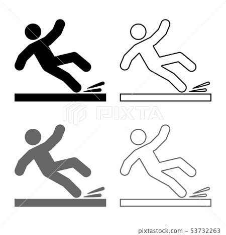 Falling man icon set grey black color illustration 53732263