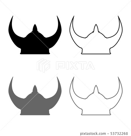 Viking helmet icon set grey black color 53732268