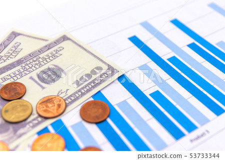 american dollars with graph on white blackground american dollars with graph on white blackground 53733344