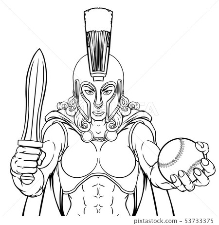 Spartan Trojan Gladiator Baseball Warrior Woman Stock Illustration 53733375 Pixta