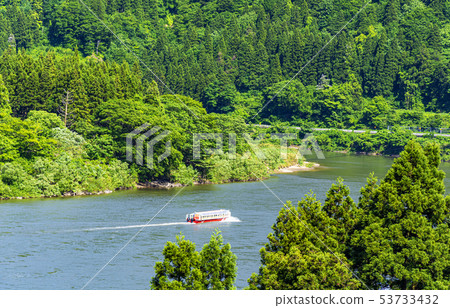 Fresh green and gentle breeze Mogami River and water sightseeing boat 53733432