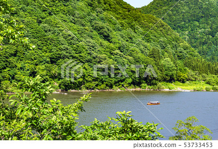 Fresh green and gentle breeze Mogami River and water sightseeing boat 53733453