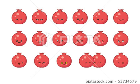Garnet cute kawaii mascot. Set kawaii food faces Garnet cute kawaii mascot. Set kawaii food faces 53734579