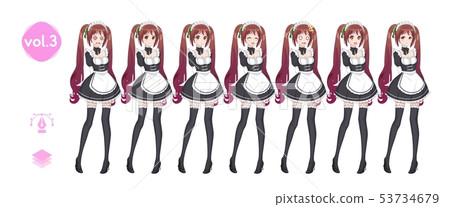 Anime manga girl. Costume of maid cafe Anime manga girl. Costume of maid cafe 53734679
