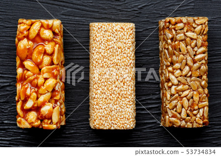 Cereal granola bar with peanuts, sesame and Cereal granola bar with peanuts, sesame and 53734834