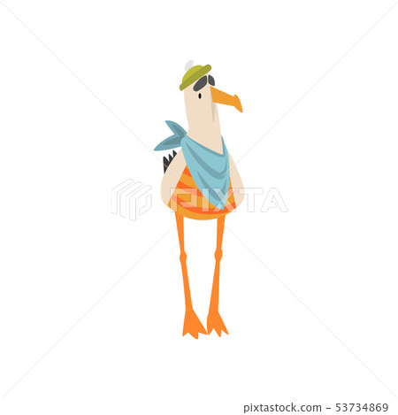 Seagull Sailor, Funny Bird Cartoon Character Vector Illustration 53734869