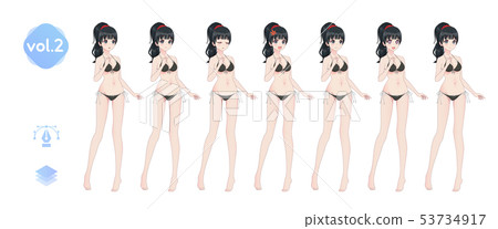 Anime Manga Girl In A Summer Bikini Swimsuit Stock Illustration 53734917 Pixta