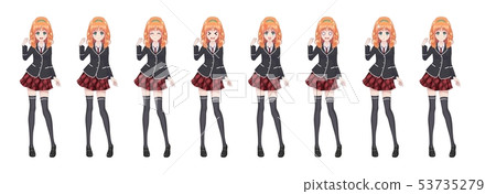 Anime manga student girl in blazer and red skirt 53735279