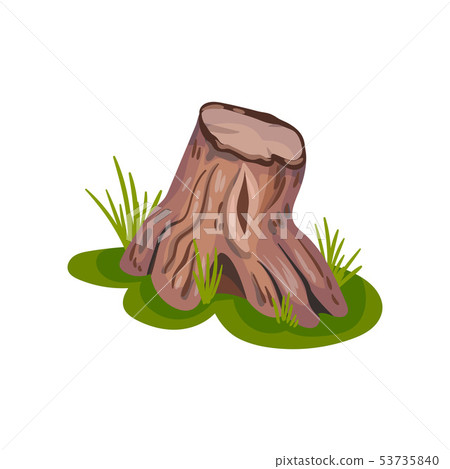 Old stump on the lawn. Vector illustration on white background. Old stump on the lawn. Vector illustration on white background. 53735840