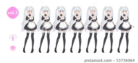 Anime manga girl. Costume of maid cafe 53736064