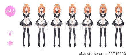 Anime manga girl. Costume of maid cafe Anime manga girl. Costume of maid cafe 53736330