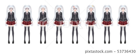 Anime manga student girl in blazer and red skirt 53736430