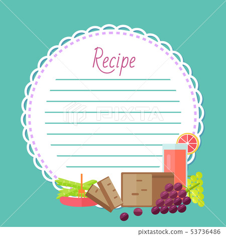 Grapes and Fresh Juice, Fruits and Recipe Vector 53736486